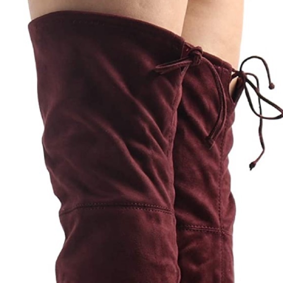 Over the Knee Fall/Winter Tall Boots - Burgundy - Picture 6 of 6